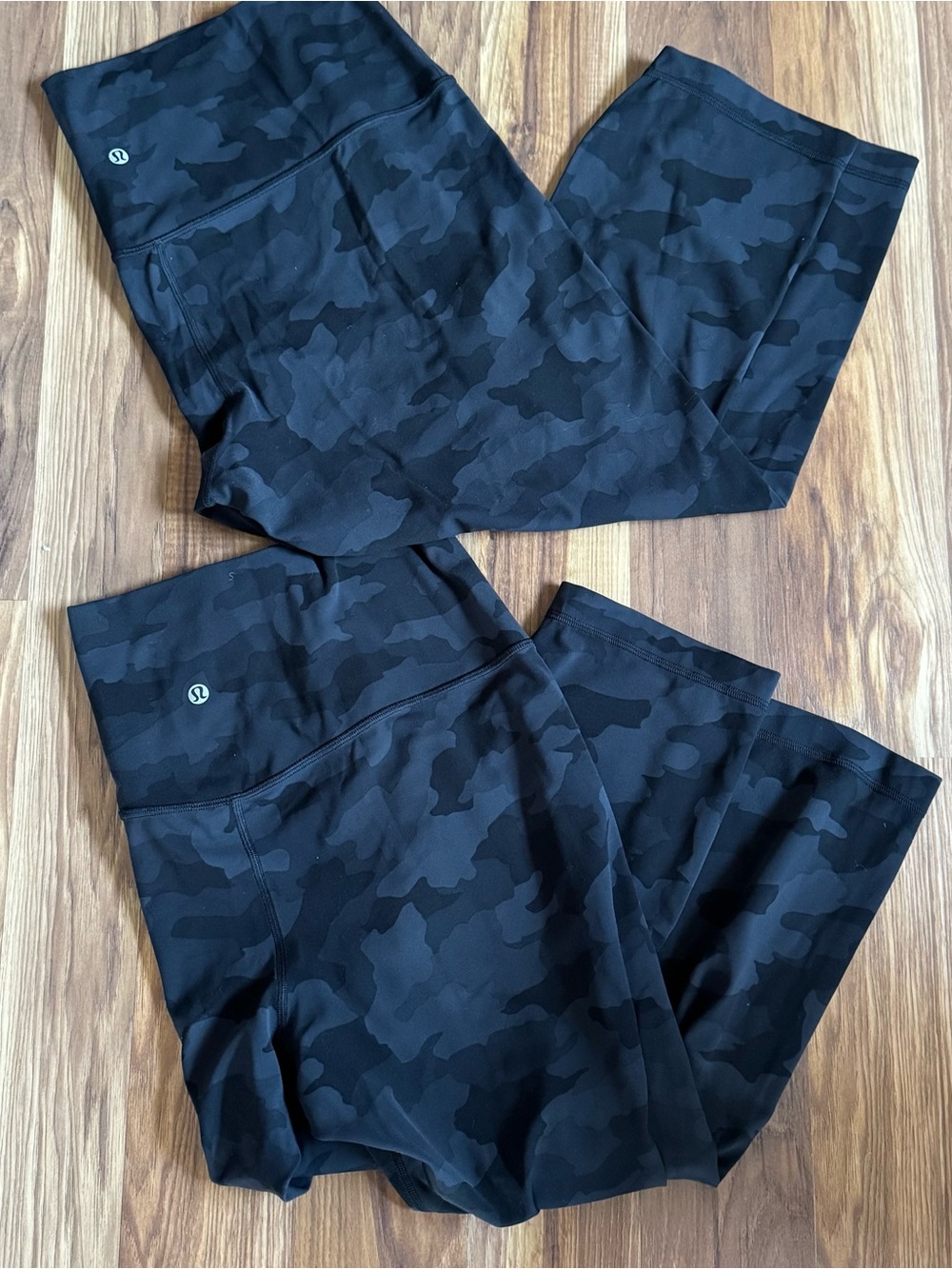 Set of 2 Lululemon Align Crop 21” Black Camo Leggings, Size 16